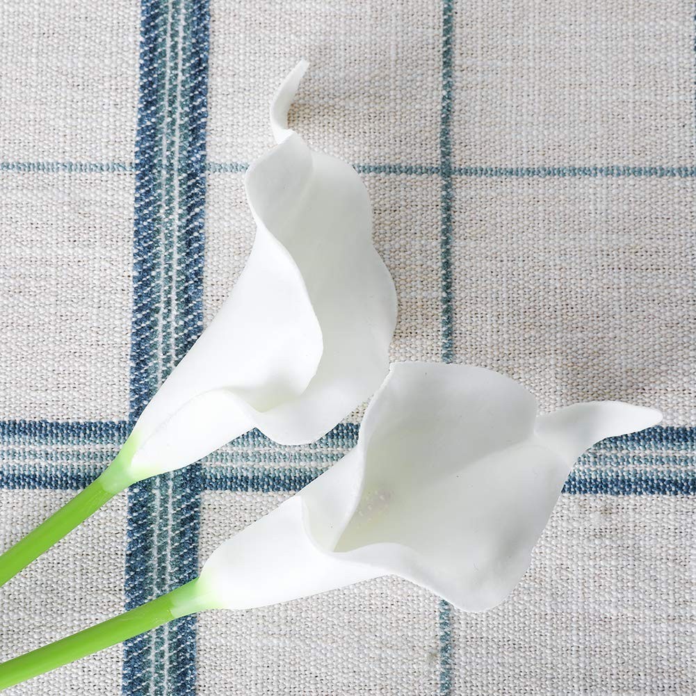 20Pcs Real Touch Artificial Calla Lily Flowers – White Latex for DIY Wedding Dec