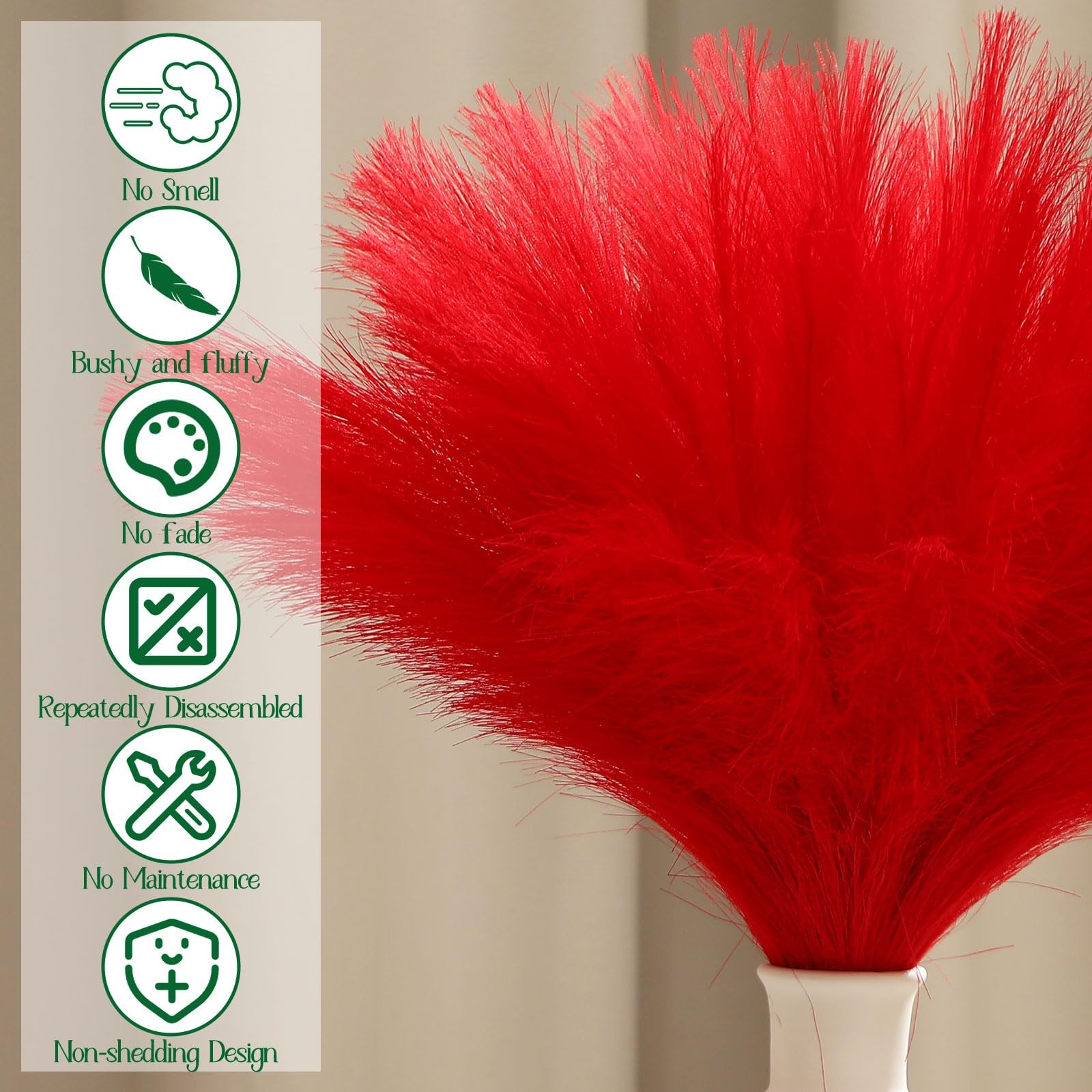 72 Pcs Red Pampas Grass 21.7 Inches Faux Tall Pampas Grass Decor Bulk Artific…