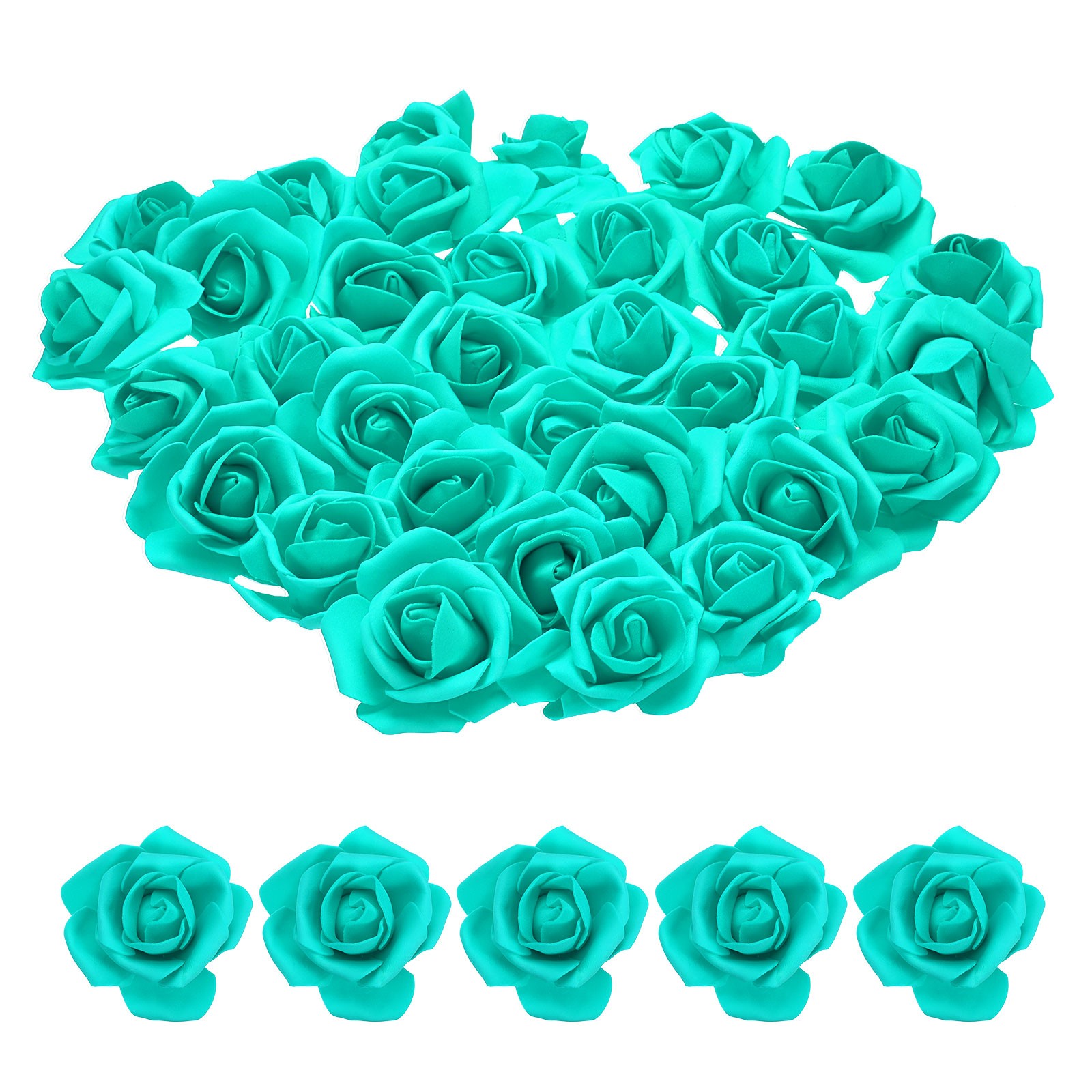 100pcs Foam Rose Heads 67 Cm for DIY Crafts Accessories Aquatic Blue