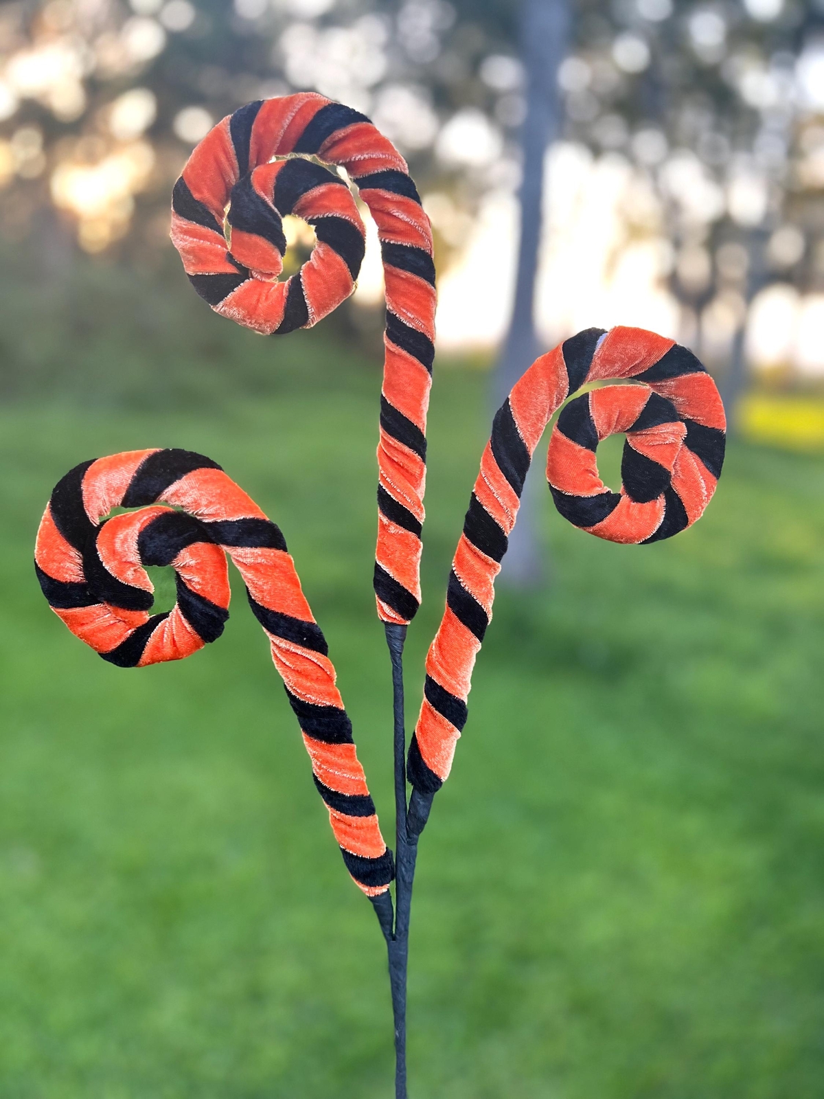 28″ Velvet Whimsy Curl Spray Black and Orange Fall Halloween Trim a Tree DIY