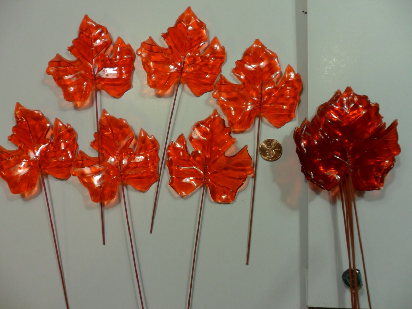 Vintage Lot of 12 Hard Plastic Orange Maple Leaves – Hong Kong
