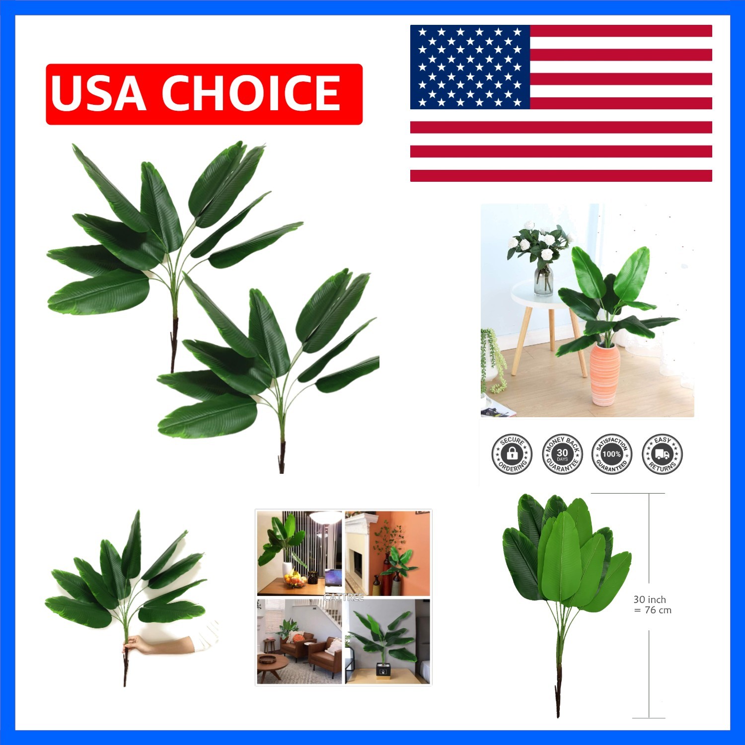 Artificial Bird of Paradise Plant, Faux Palm Plants with Real Touch Leaves Fa…