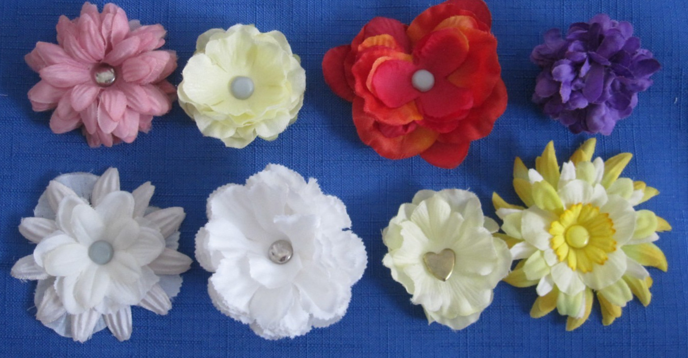 #5 Lot-50 Small/Medium Layers Used Silk Flower Petals 1-3″ Brads Multiple Colors