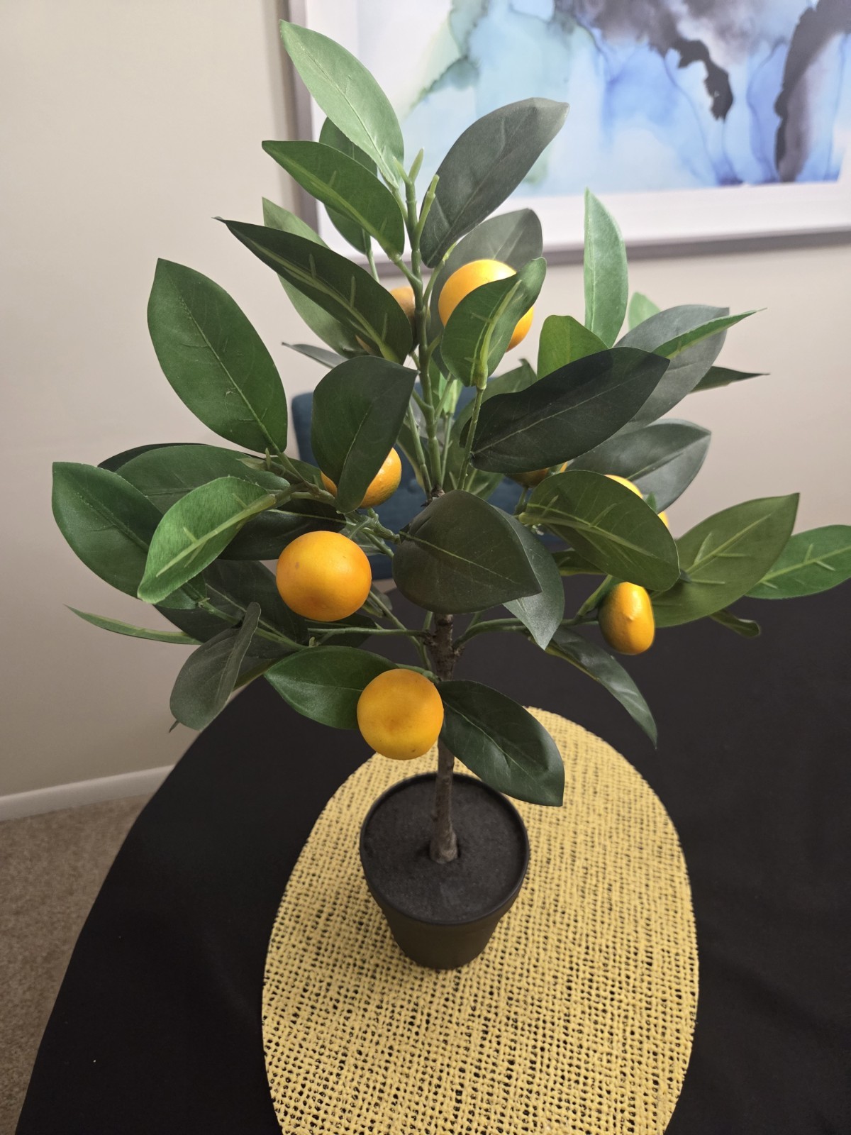 Potted Faux Clementine Tree with Place Mat