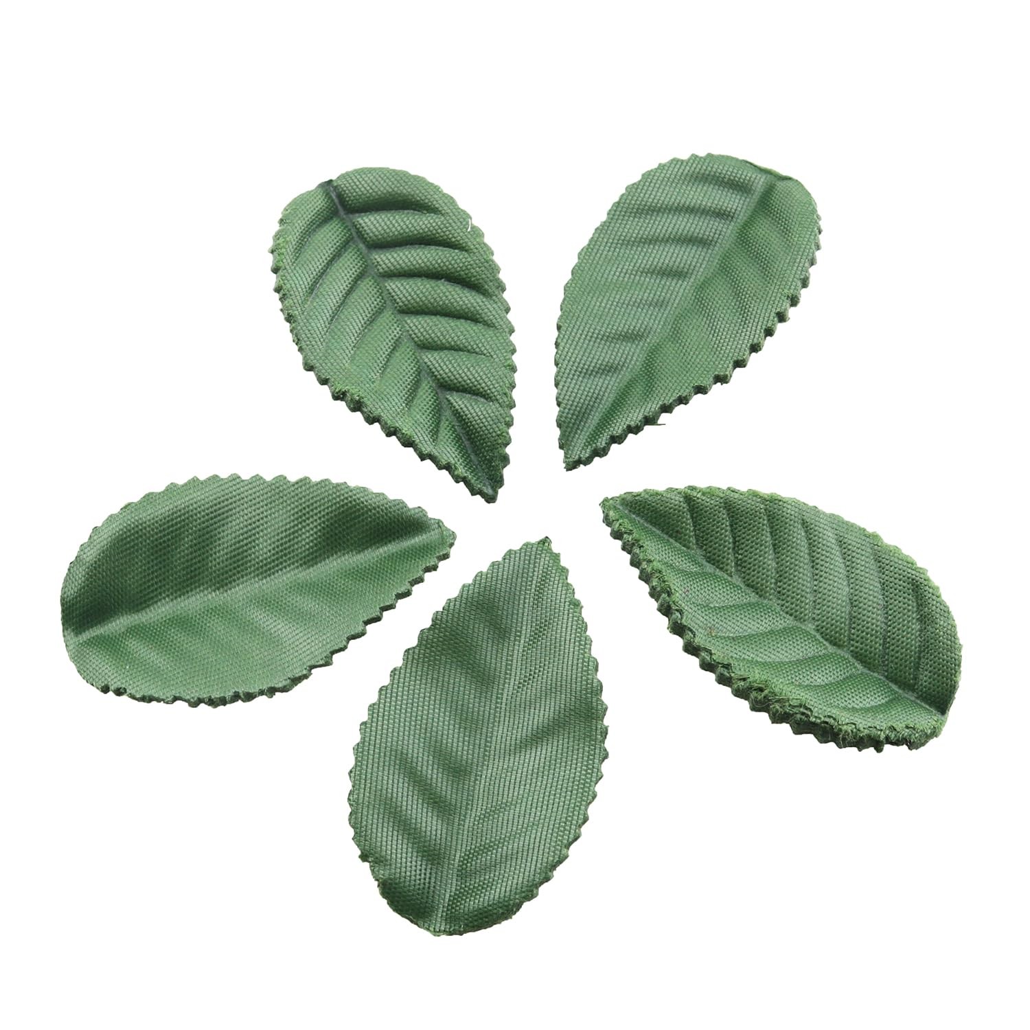 100PCS Faux Dark Green Leaves Single Piece Rayon Fabric Rose Leaves 5.5CM Gif…