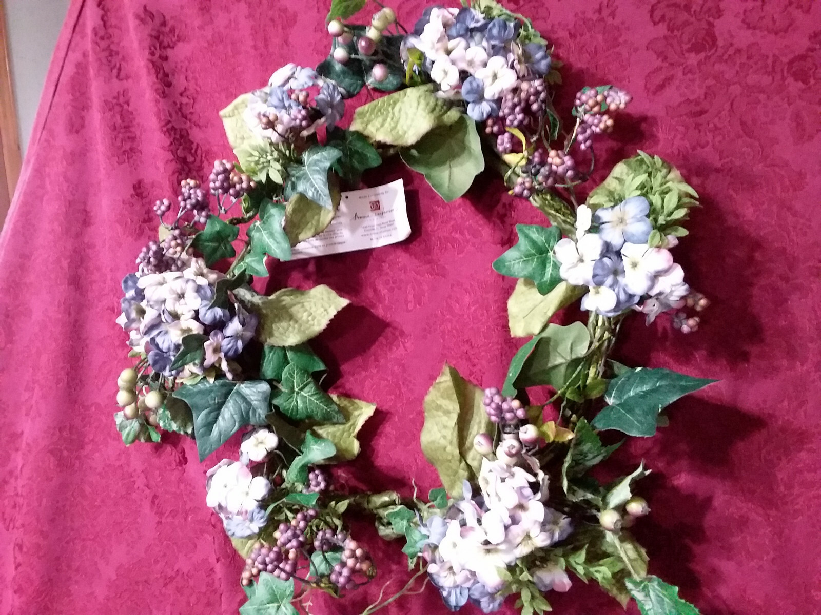 Home Interiors Lavender/ Purple Hydrangea Wreath/Garland – NEW/FREE SHIPPING