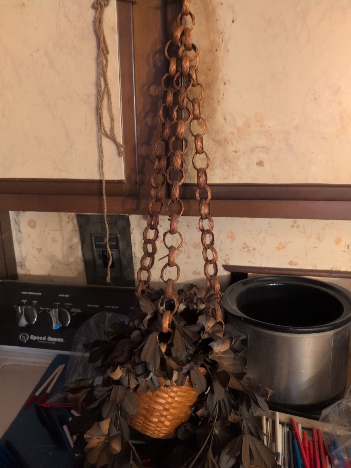 Vintage Hanging Artificial Flower Basket Multicolor