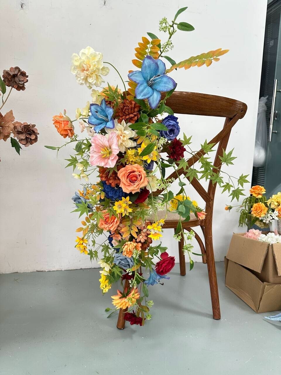 artificial flowers for wedding decorations, 1 set of arch, 10 set of chair decor