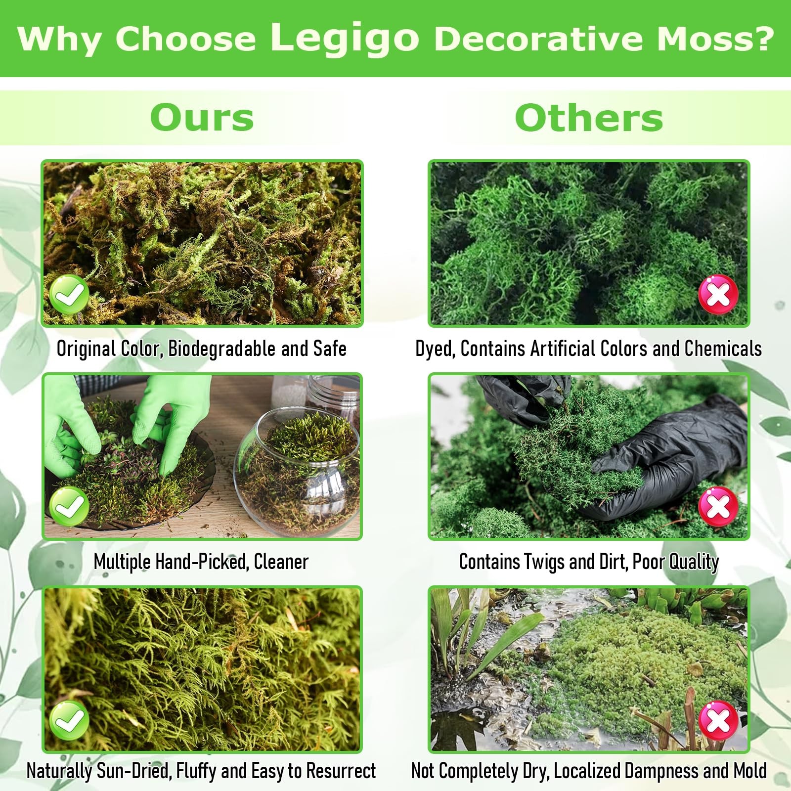 1.3 LBS Green Moss for Plants Indoor, Crafts Moss for Artificial Plants, Deco…