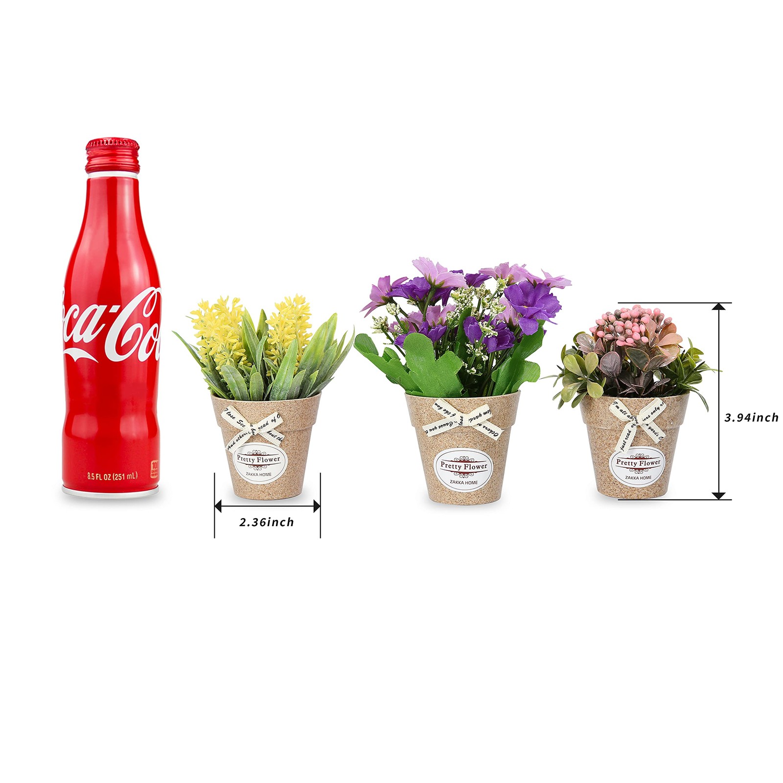 Set of 6 Potted Artificial Flowers Fake Flowers with Vase Faux Flowers in Pot…