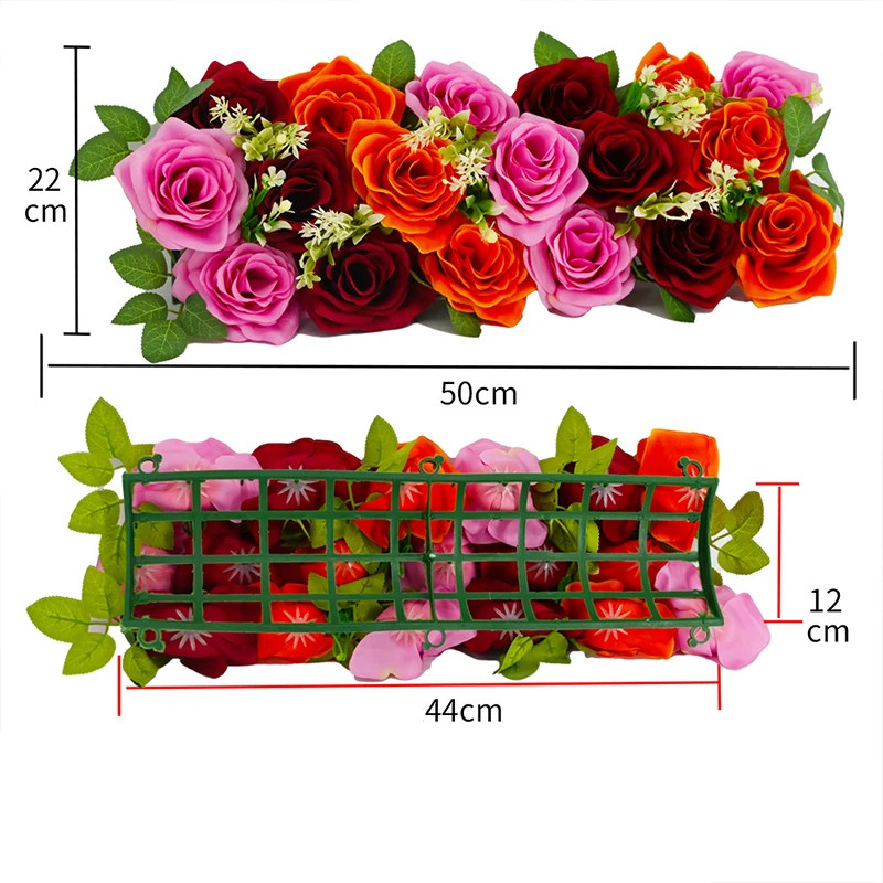 22x50cm Artificial Rose Flower Row Wedding Decoration Wall Backdrop Garland NEW