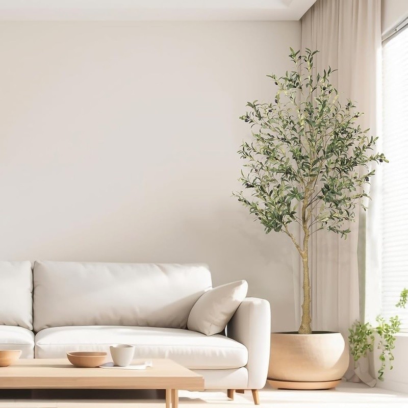 Realistic Olive Tree Faux Plant Indoor Decor Zero Maintenance Housewarming Gift