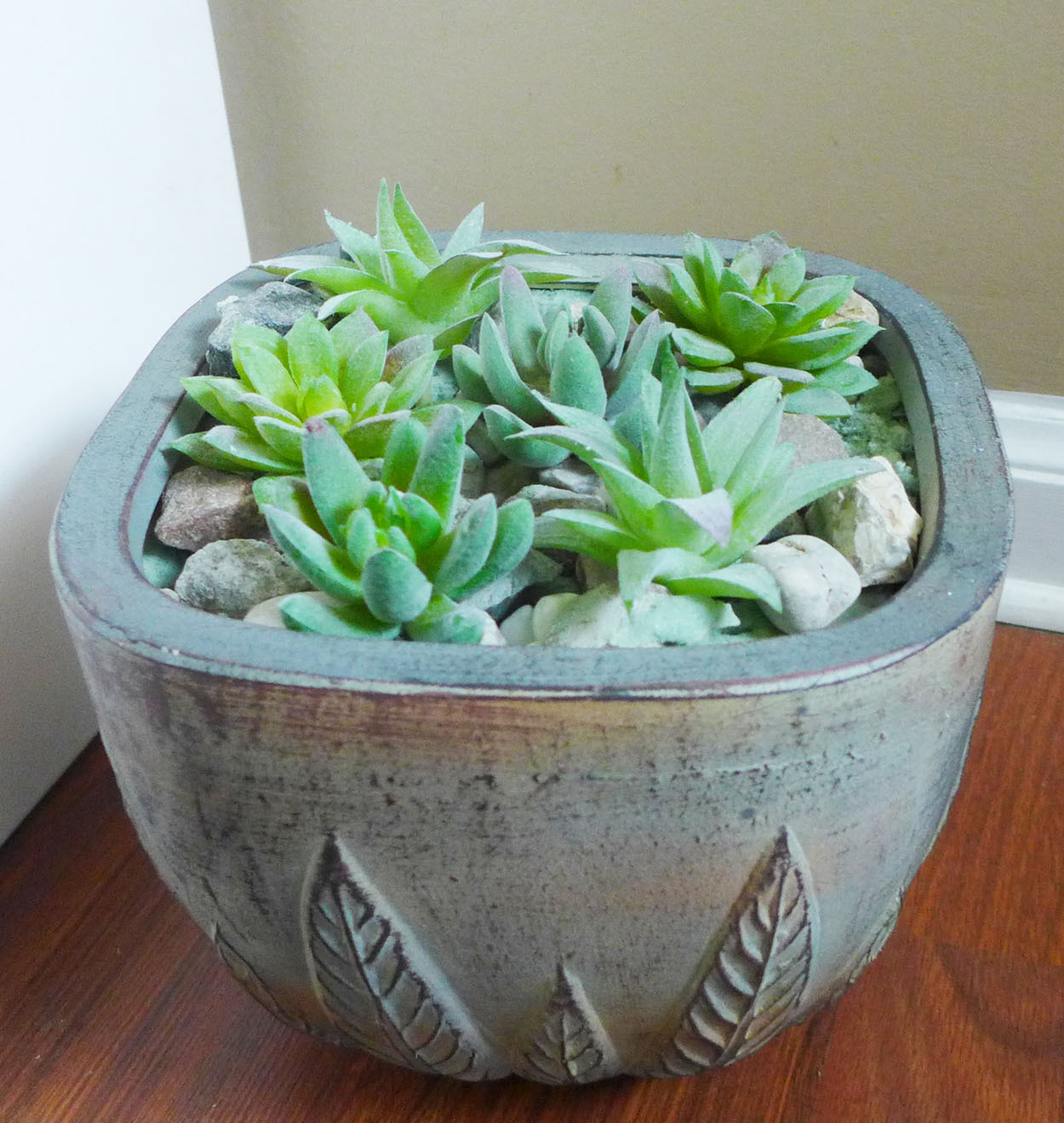 Set of 6 Artificial Mini Succulents 3 Shape Green Grass