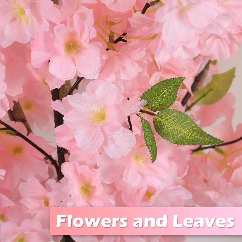 2PCS 4FT Artificial Cherry Blossom Tree, Fake Plants Decor for Living Room, Pink