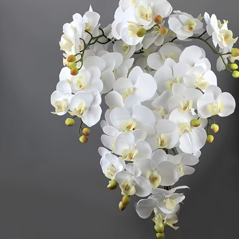 3pcs 9-Head Flowers 38 Inches Artificial Butterfly Orchid Bouquet Tabletop Decor