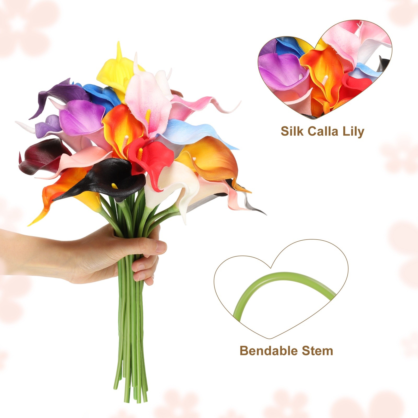 20pcs Artificial Calla Lily Fake Silk Flowers for Home Decor Dark Blue