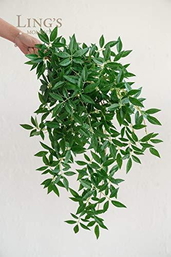 Ling’s Moment Artificial Rosa Banksiae Vine,7pcs Hanging Bushes Faux Rose Leaves