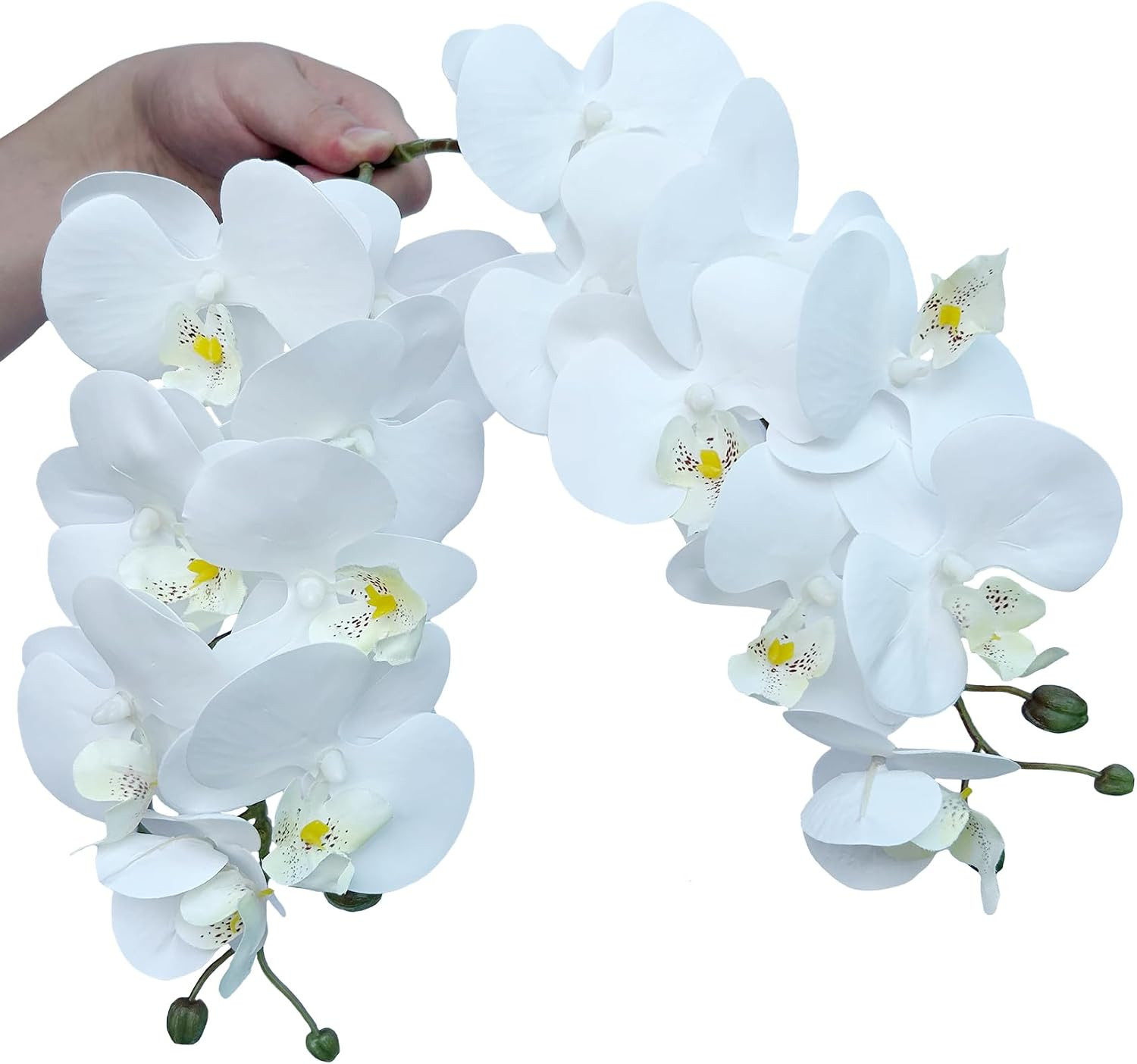 32″ White Artificial Phalaenopsis Orchid Flowers – 8 Pcs for Home Décor