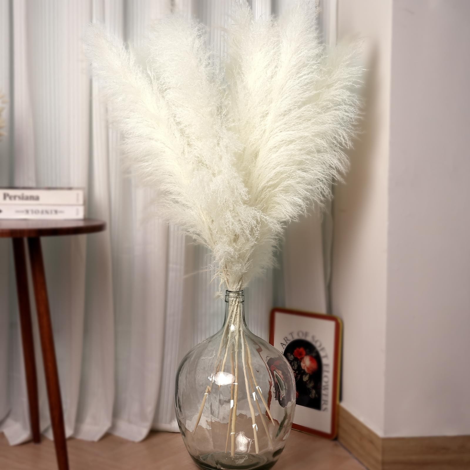 10pcs 40” White Pampas Grass Tall Decor – Pompas Floral, Tall Pampas Grass f…