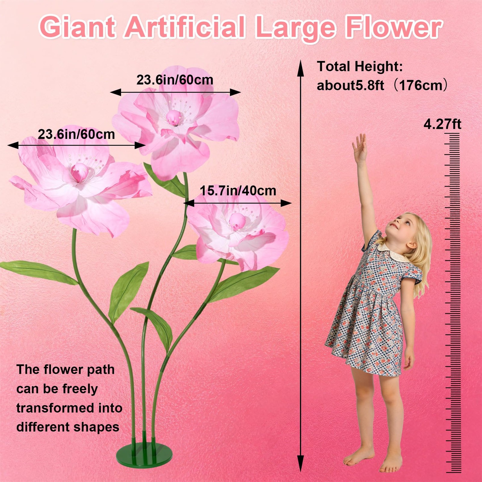 Giant Flowers for Wall Decor 69″ Large Flowers for Party, Wedding, Living Roo…