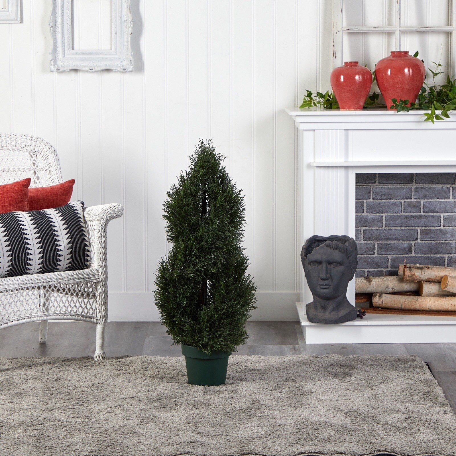 3’ Double Pond Cypress Spiral Topiary Tree UV (Indoor/Outdoor). Retail $192