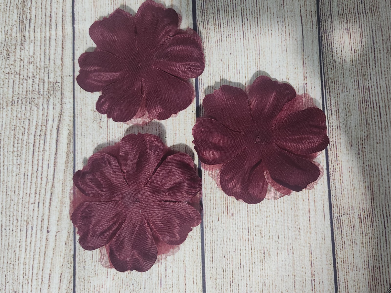 Wine Red/maroon Colored Organza Camellia Flowers