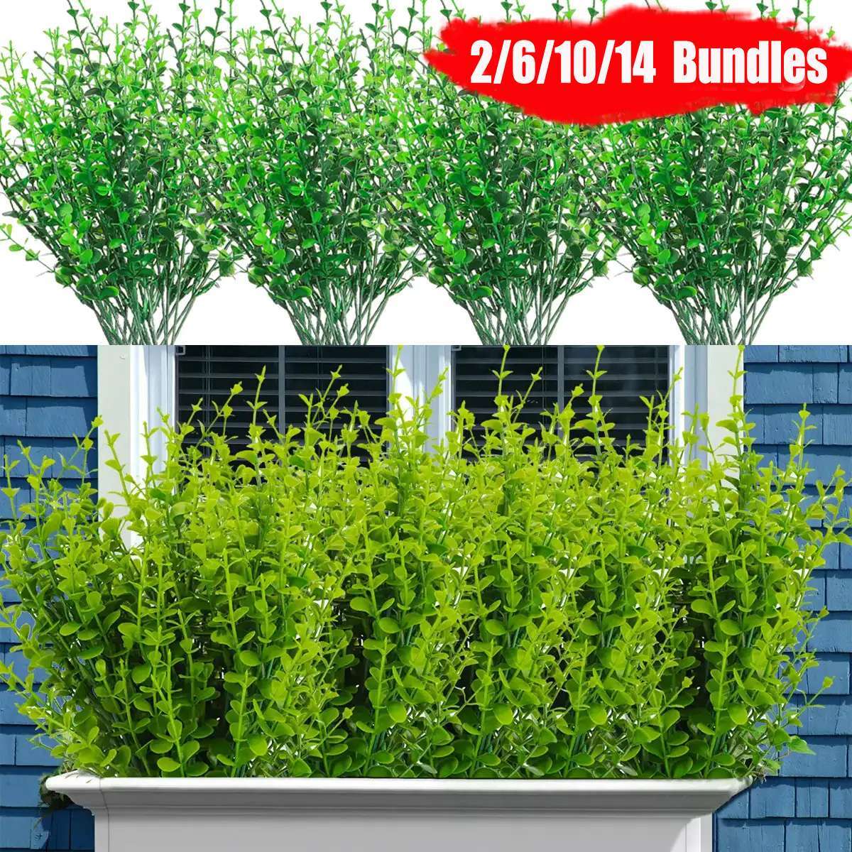 Green Leaves Bunch Branch Artificial Plants Faux Fake Flowers Decor Home Garden