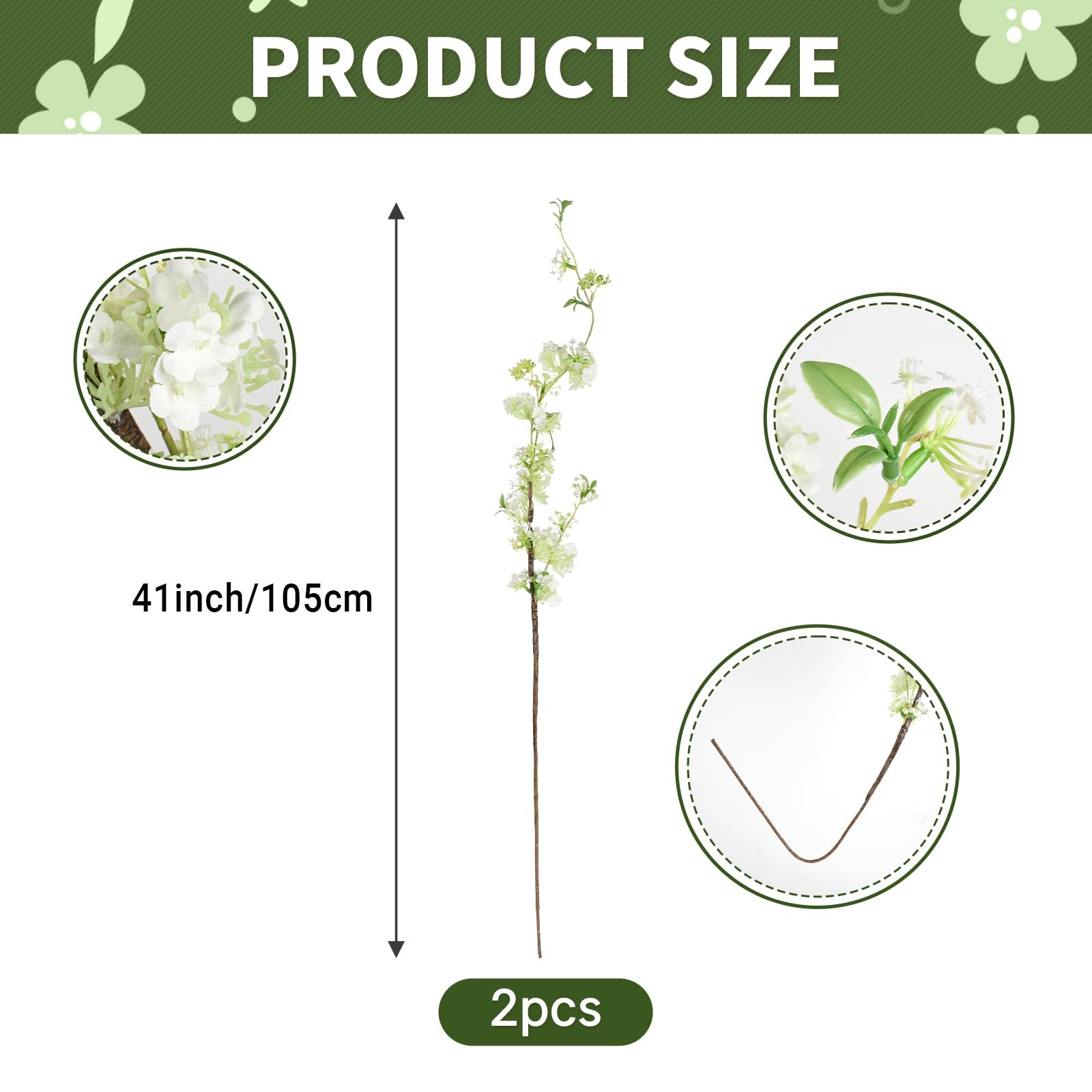 2PCS Artificial Willow Branches with Flower, 41” Real Touch Snow Willow Flow…