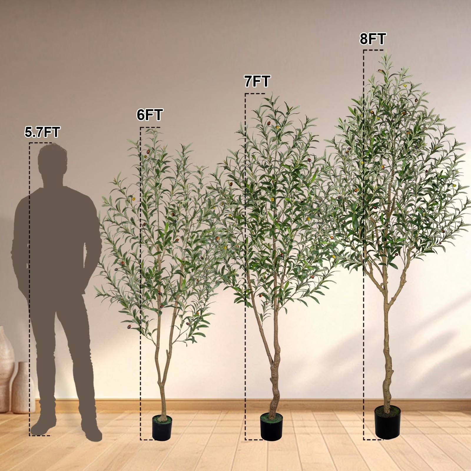 Artificial Olive Tree 6FT 7FT Fake Faux Plant Black Pot Indoor Home Office Decor