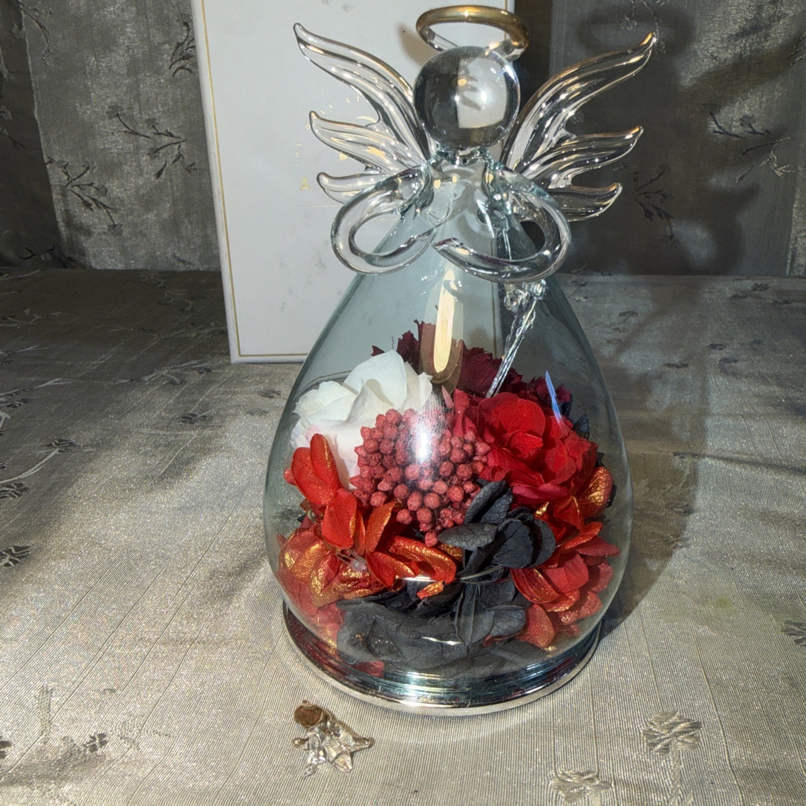 ANLUNOB The Only ETERNAL ROSE beautiful Rose Flower in glass angel- See Pics