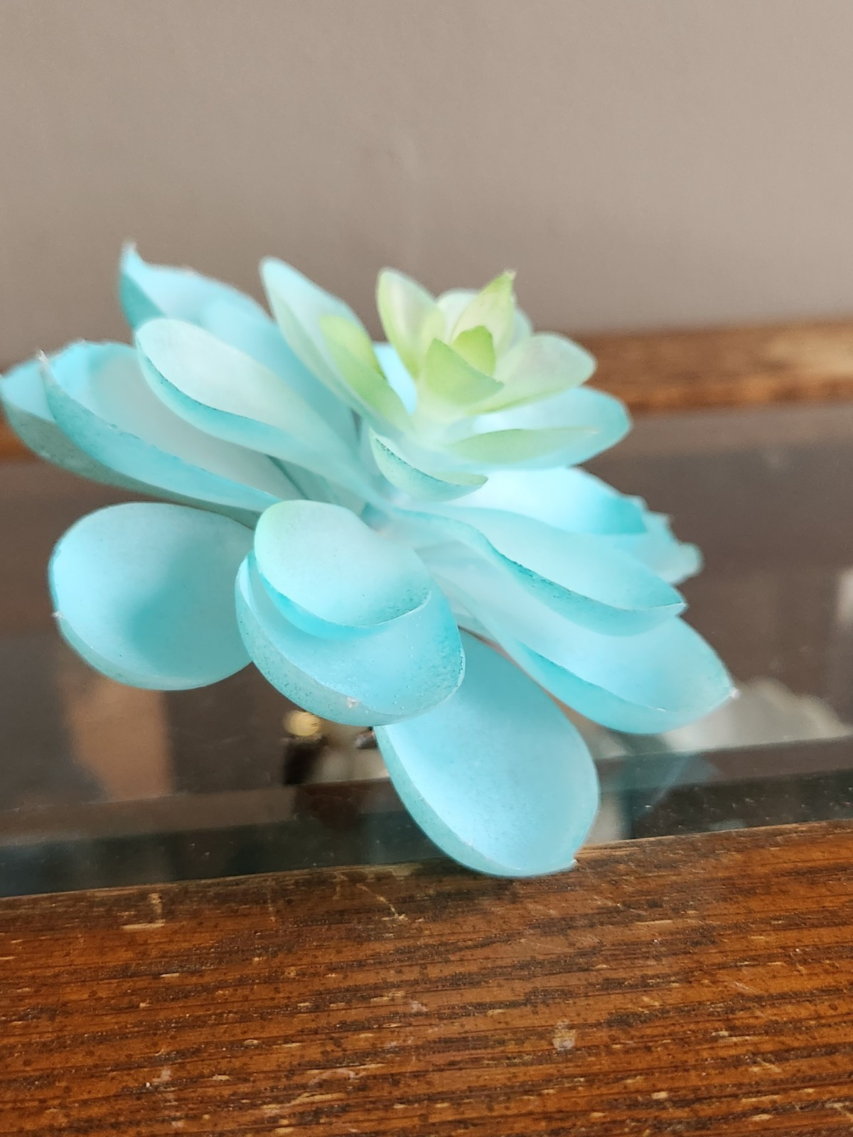 2 Artificial Succulent Rubber Flowers Floral Decor • Beautiful Sky Blue