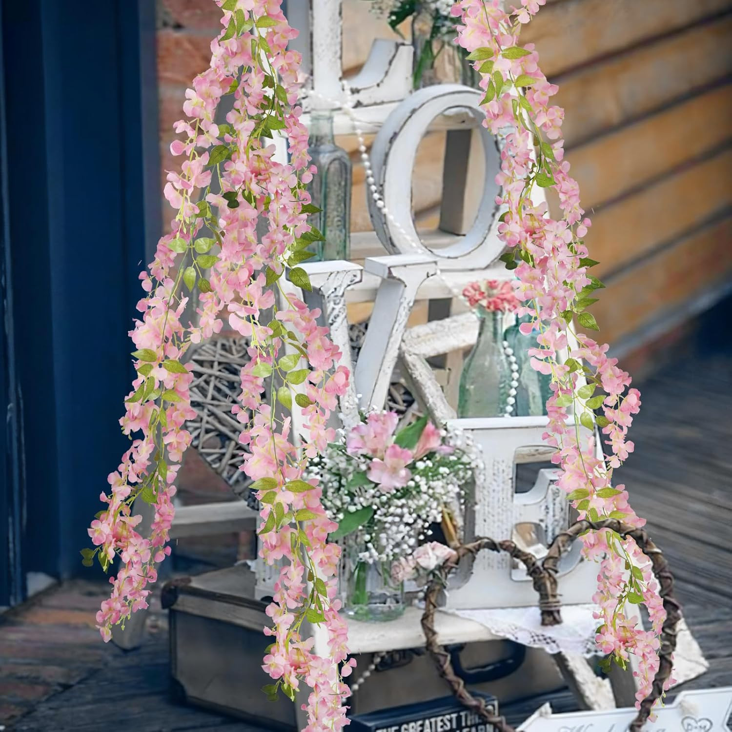 2 Pcs Wisteria Hanging Flowers Wisteria Flowers Vine Garland Wedding Arch Decora
