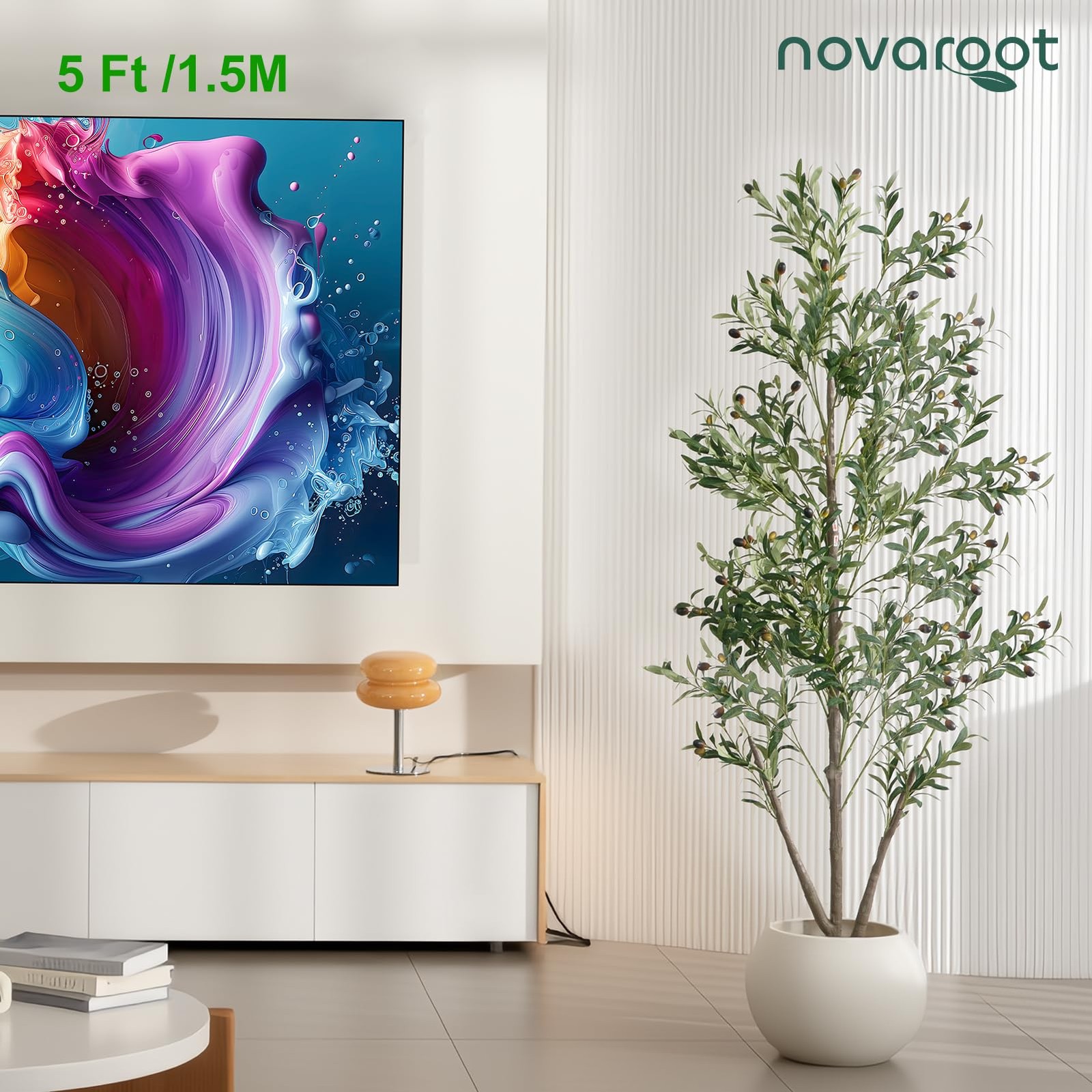 Olive Trees Artificial Indoor, 5FT Tall Faux Olive Tree with Moss and Planter…