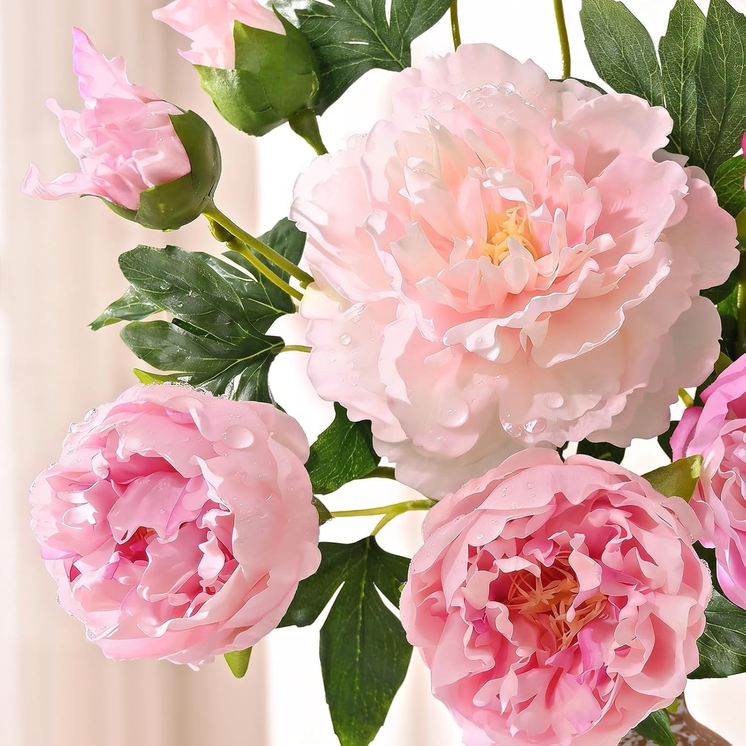 3 Pack Artificial Peony Flowers 22 Inch Long Stems Real Touch Faux Blooms