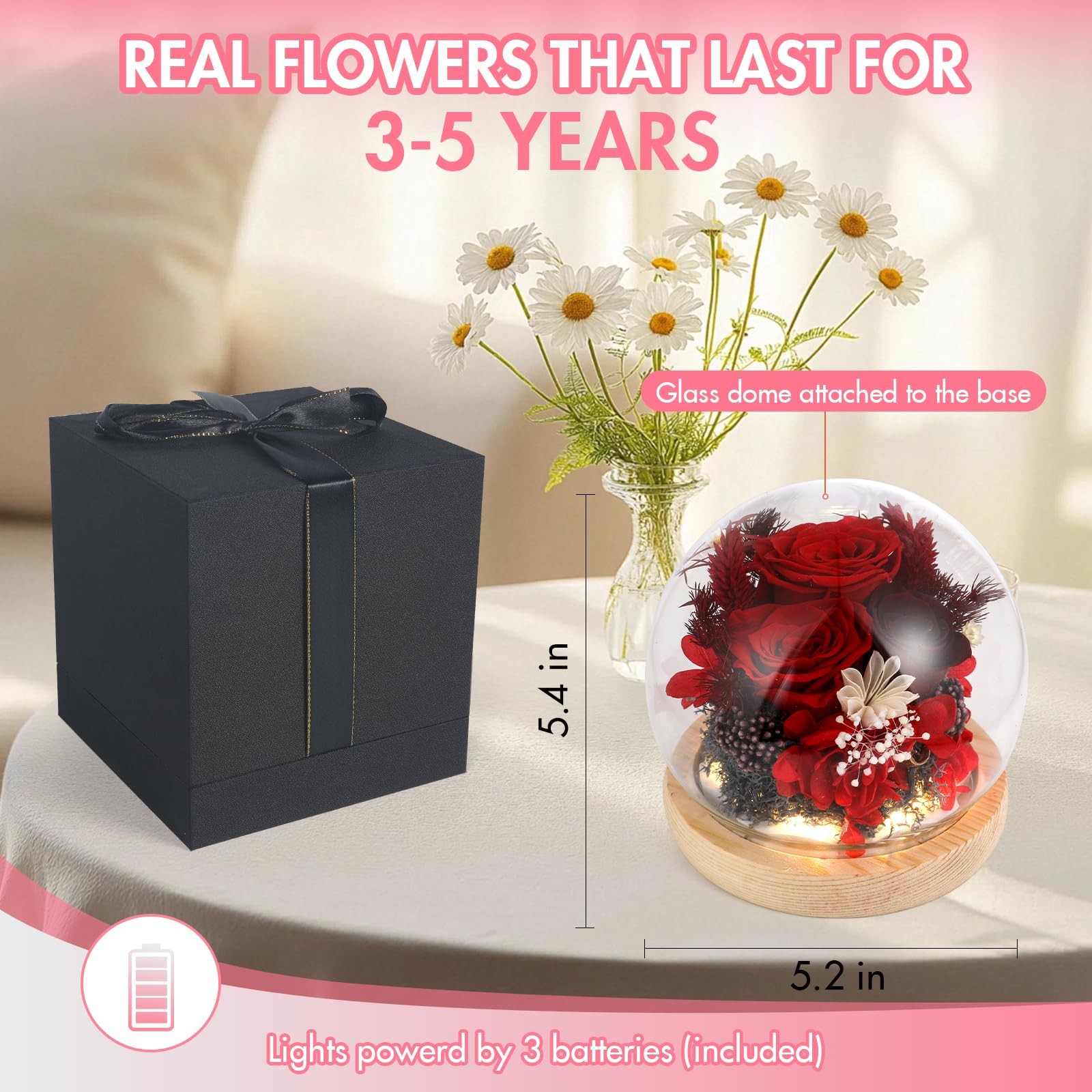 Luxury Preserved Flowers Real Roses In Gift Box For Mom Grandma Wife Teacher