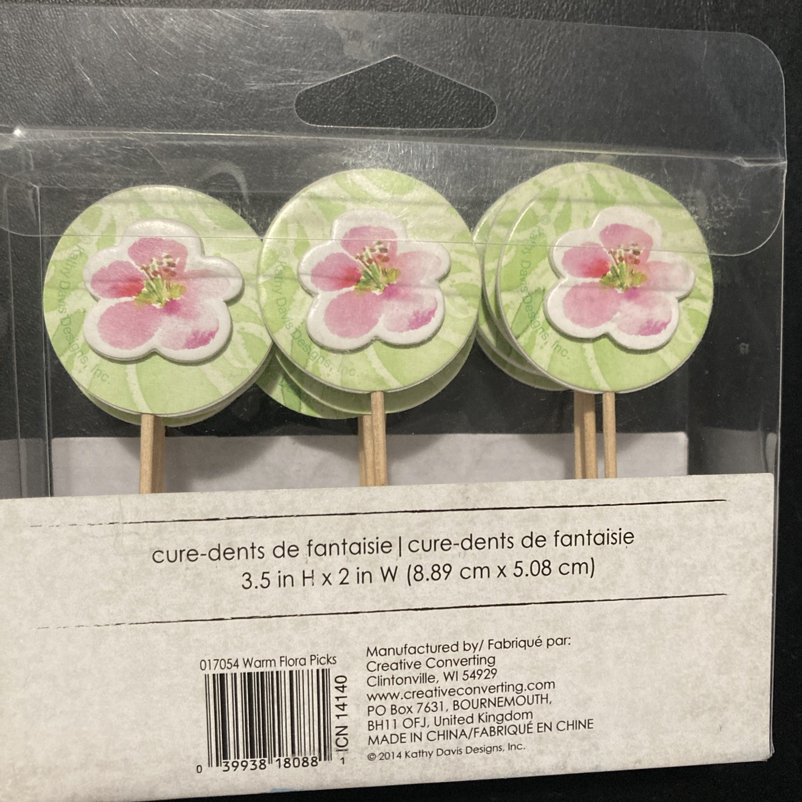 Set Of 12 Kathy Davis Flower Decor Cupcake Picks Birthday Decor 3.5 X 2″ NIB