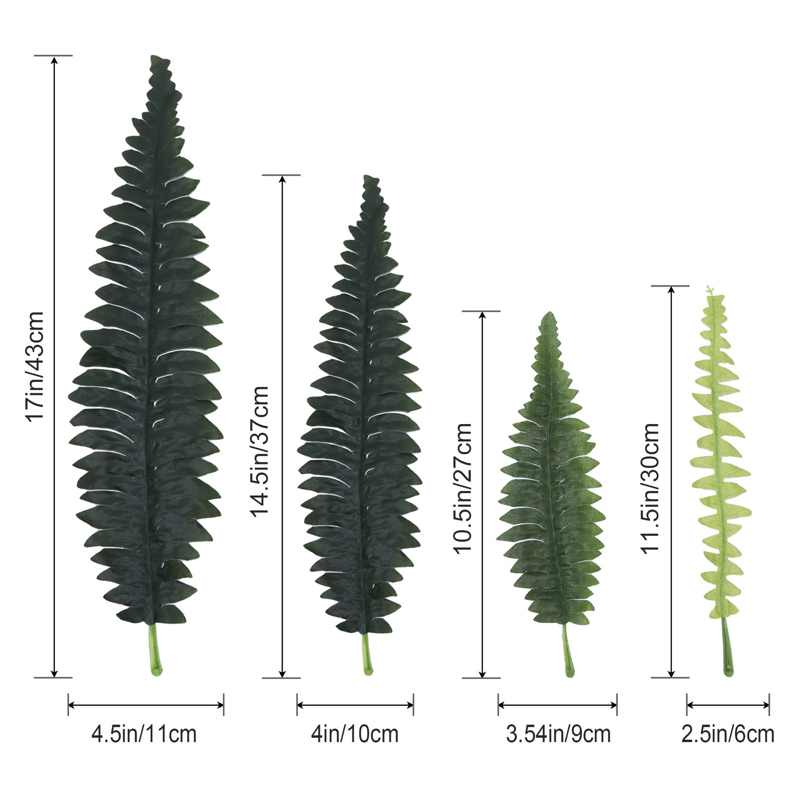 Artificial Ferns for Outdoors, Set of 2 Bouquets 33″ Diam Large Fake Ferns Fa…