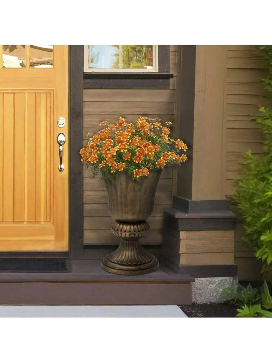 2 PCS 20″ Urn Planters Outdoor Large Weatherproof Tall Flower Pots