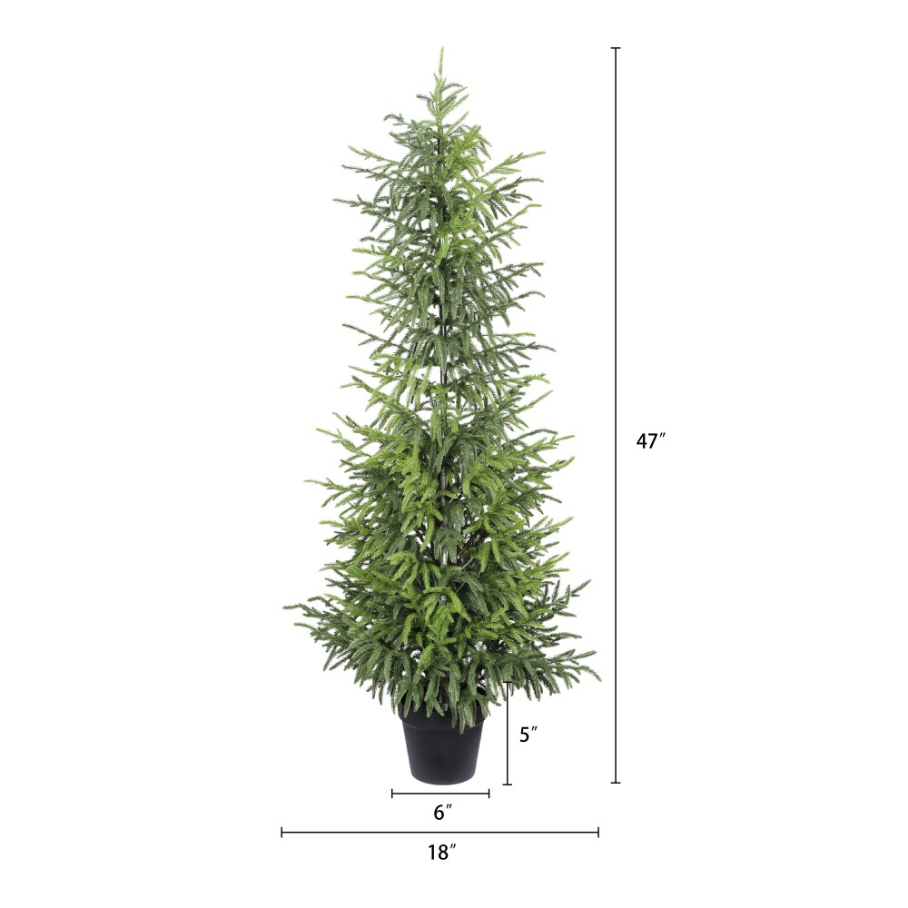 4′ Artificial Real Touch Pine Tree in Black Plastic Pot, 2pc/set