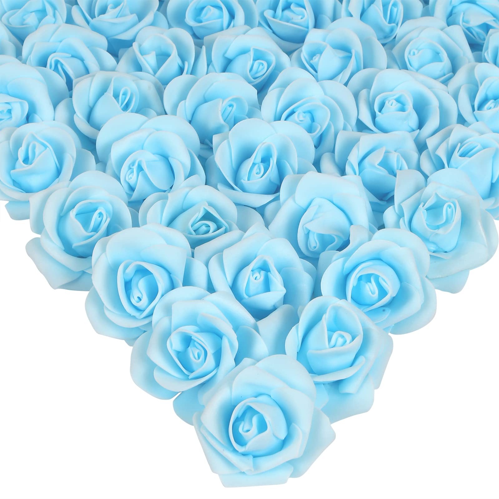 200Pcs 1.97in Light Blue Artificial Rose Flower Heads, DIY, Wedding, Centerpiece