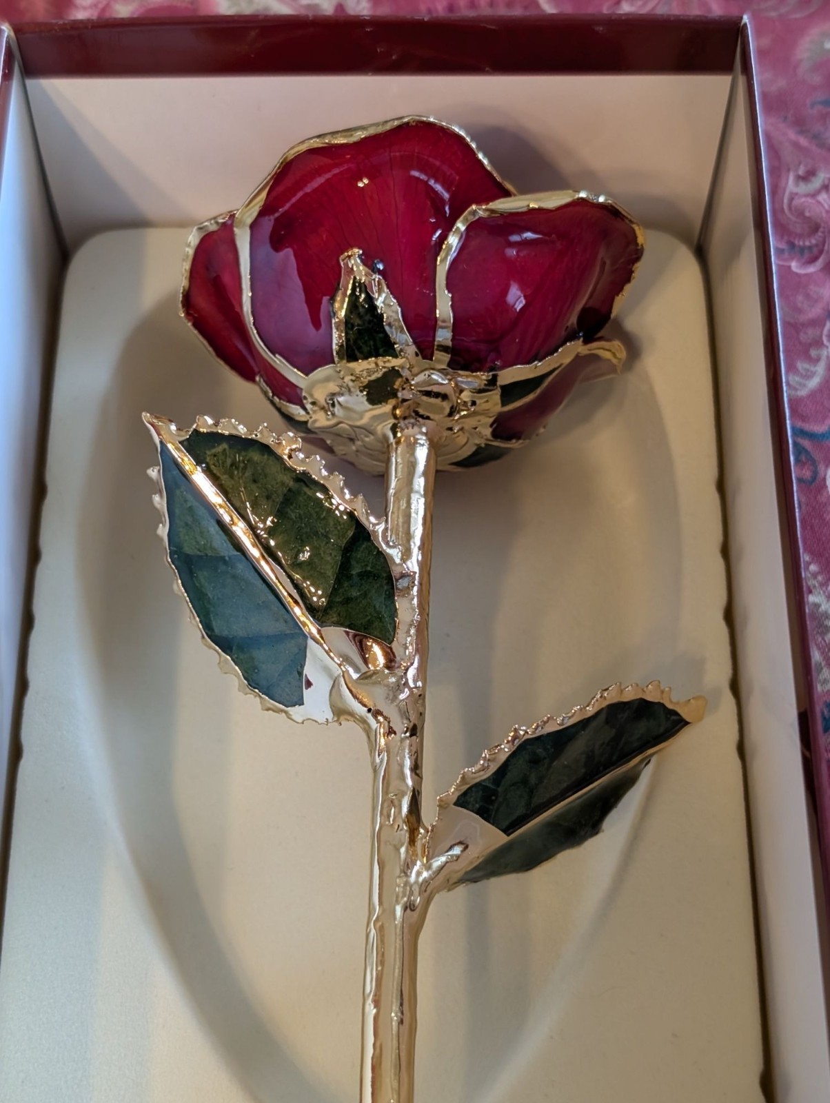 Living Gold Real Rose Dipped in 24k Gold With Box & Certificate Love Anniversary