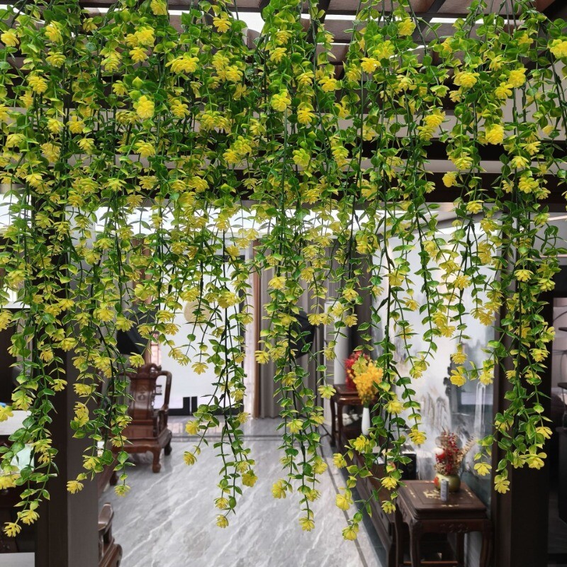 4PCS DIY Simulation Plants Plastic Flower Rattan Wall Hanging Ceiling Home Decor