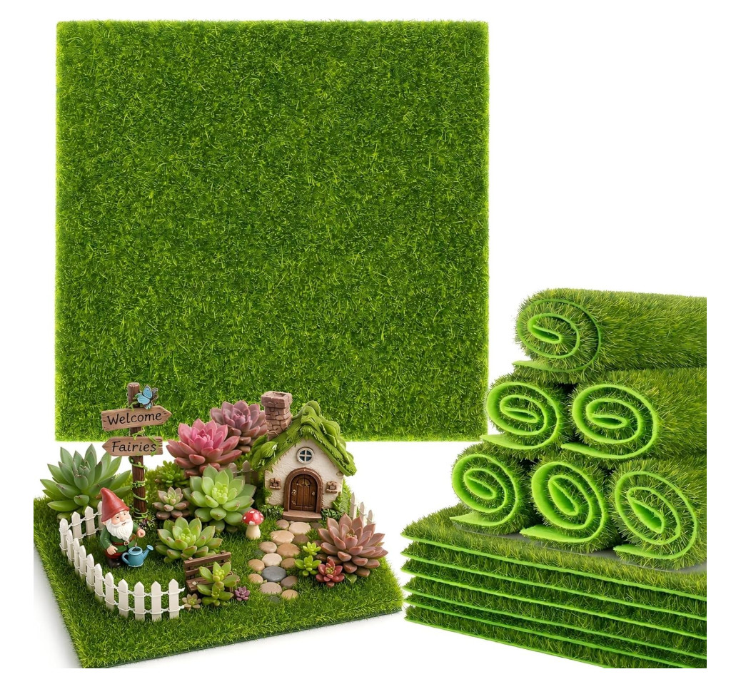 Fake Grass Decor – 6PCS Artificial Grass Faux Plastic Fairy Garden Grass