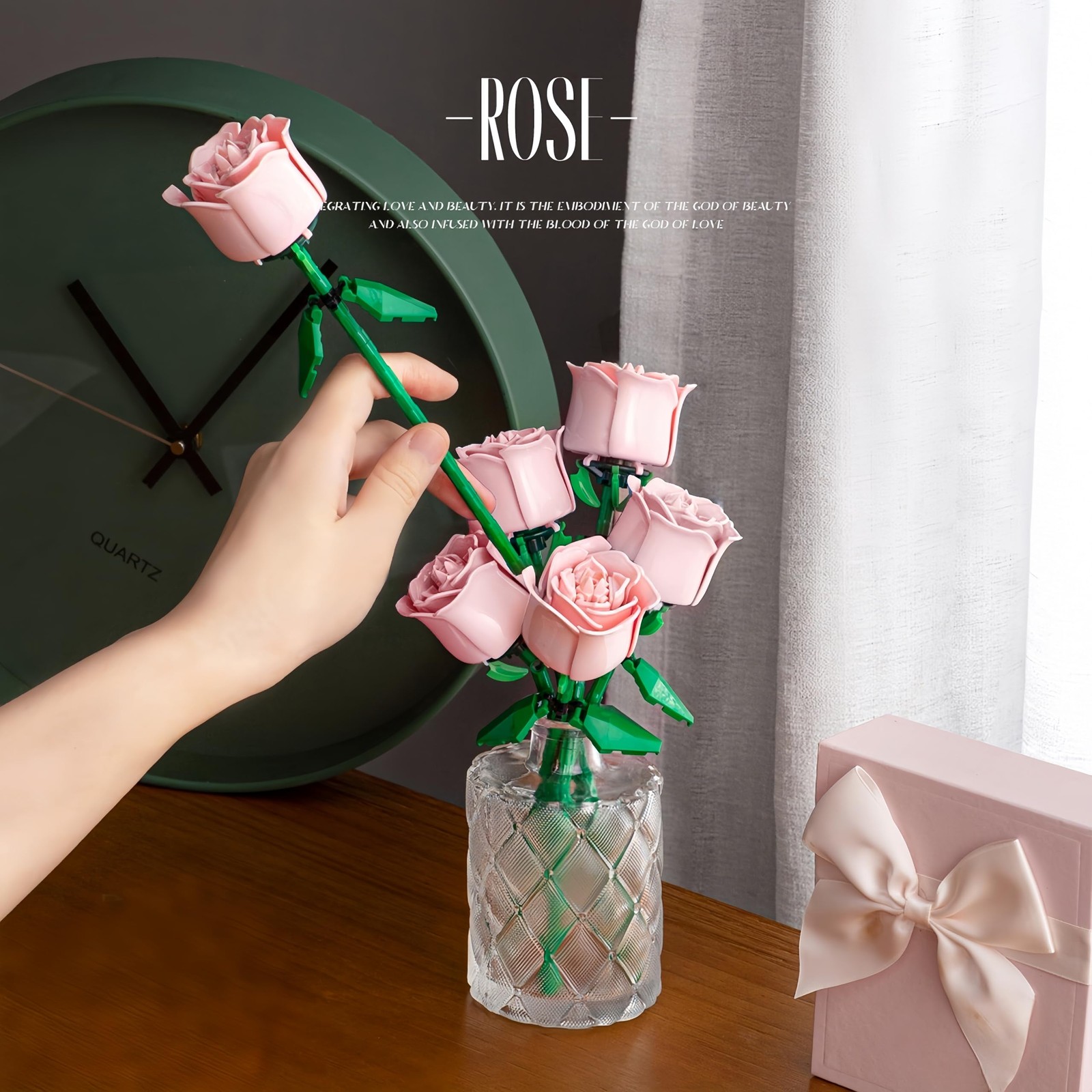 LJYttdm 360+ Pieces Rose Flower Building Blocks for Adults – 12 Pink Roses Bo…