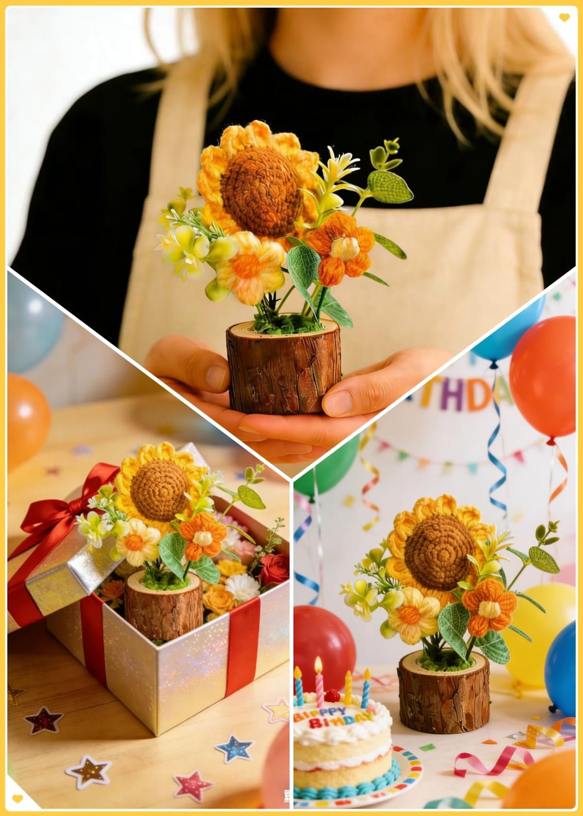 Handmade Knitted Sunflower Potted Plant Decoration