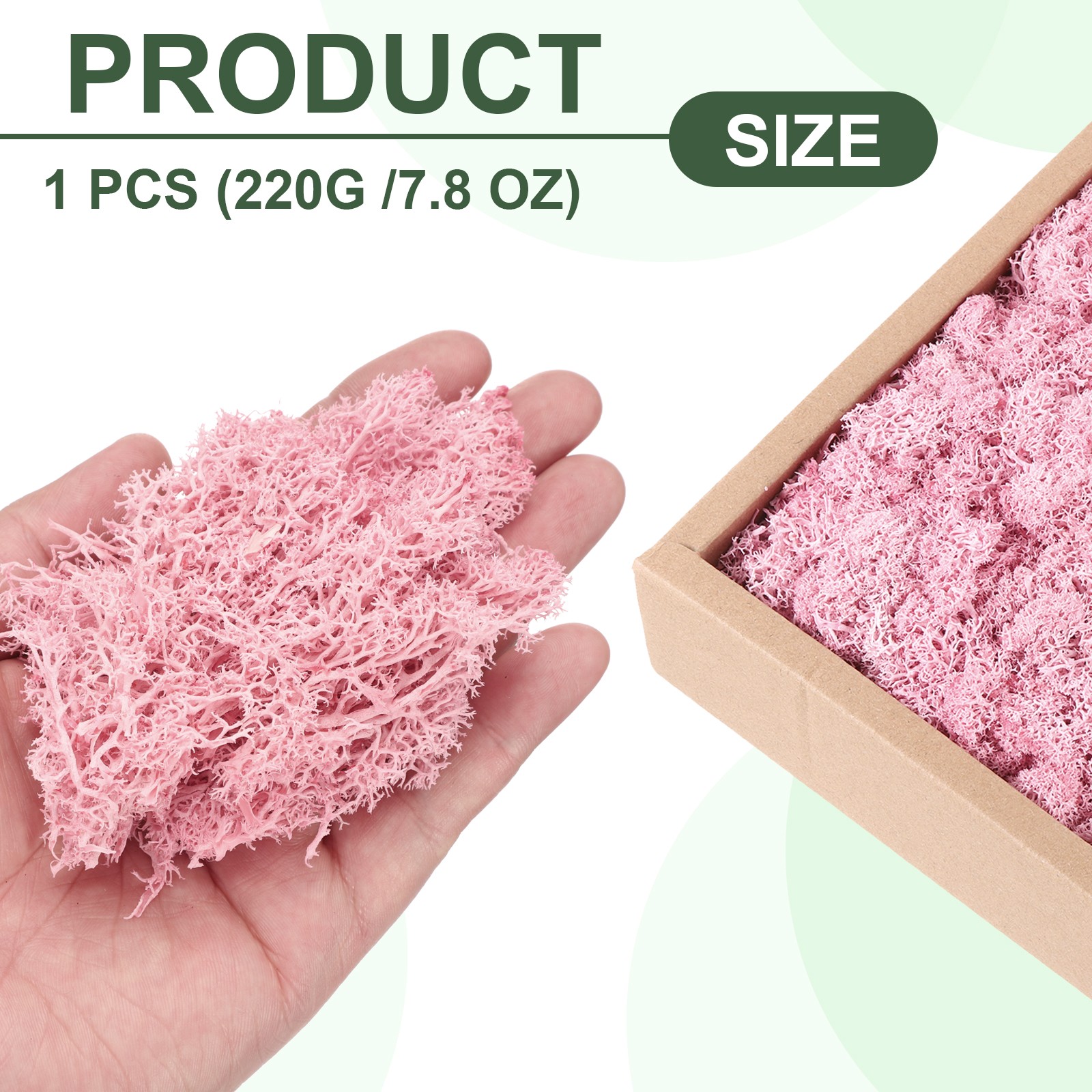 7.8oz Preserved Reindeer Moss, Pink Decorative Artificial Fake Moss