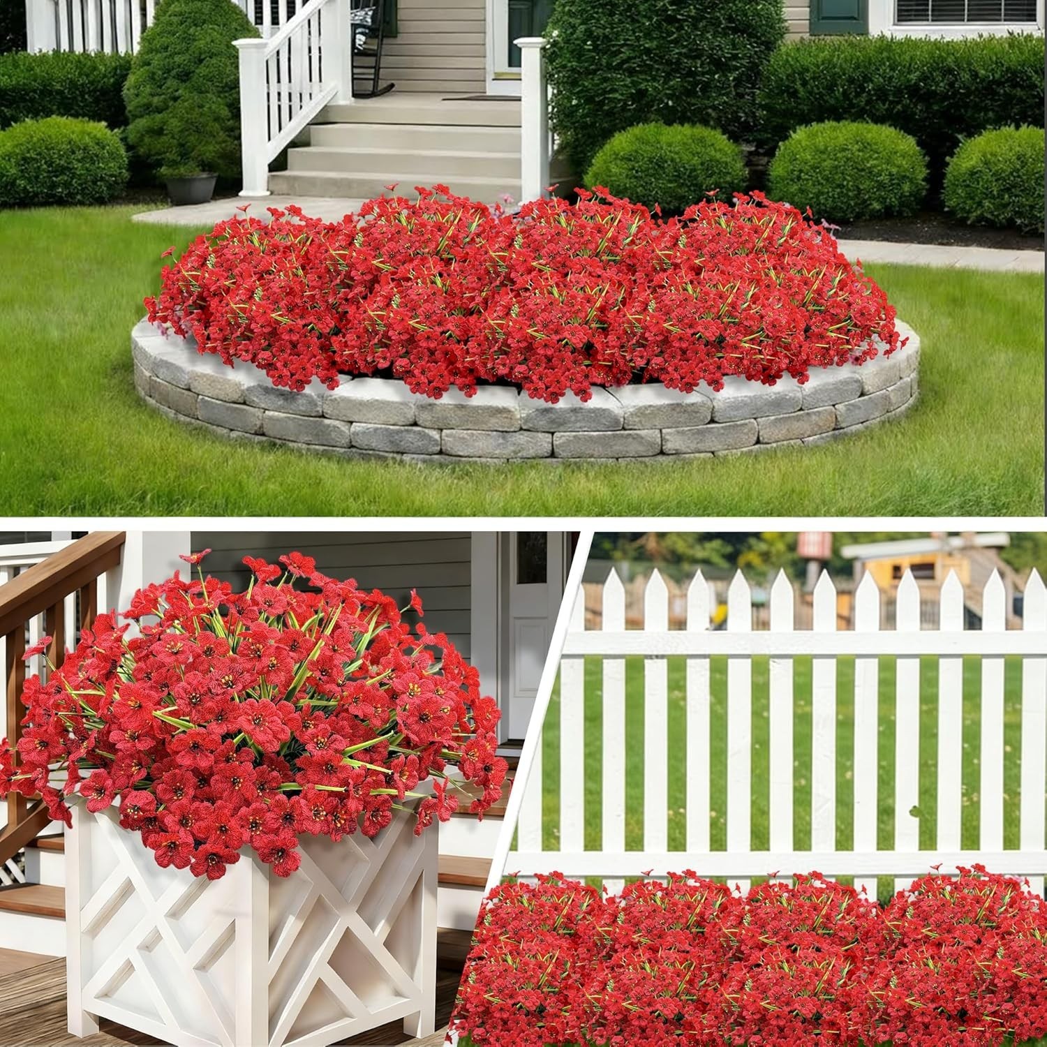 20 Bundles of UV Resistant Faux Silk Flowers for Effortless Outdoor Elegance