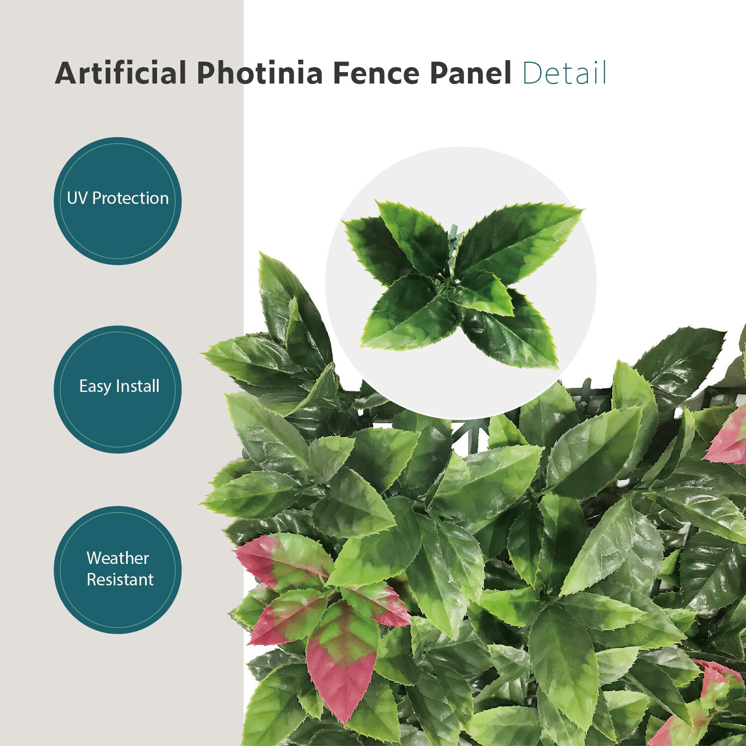 20in Artificial Faux Photinia Mat Wall Hedge Decor Privacy Fence Panel Grass