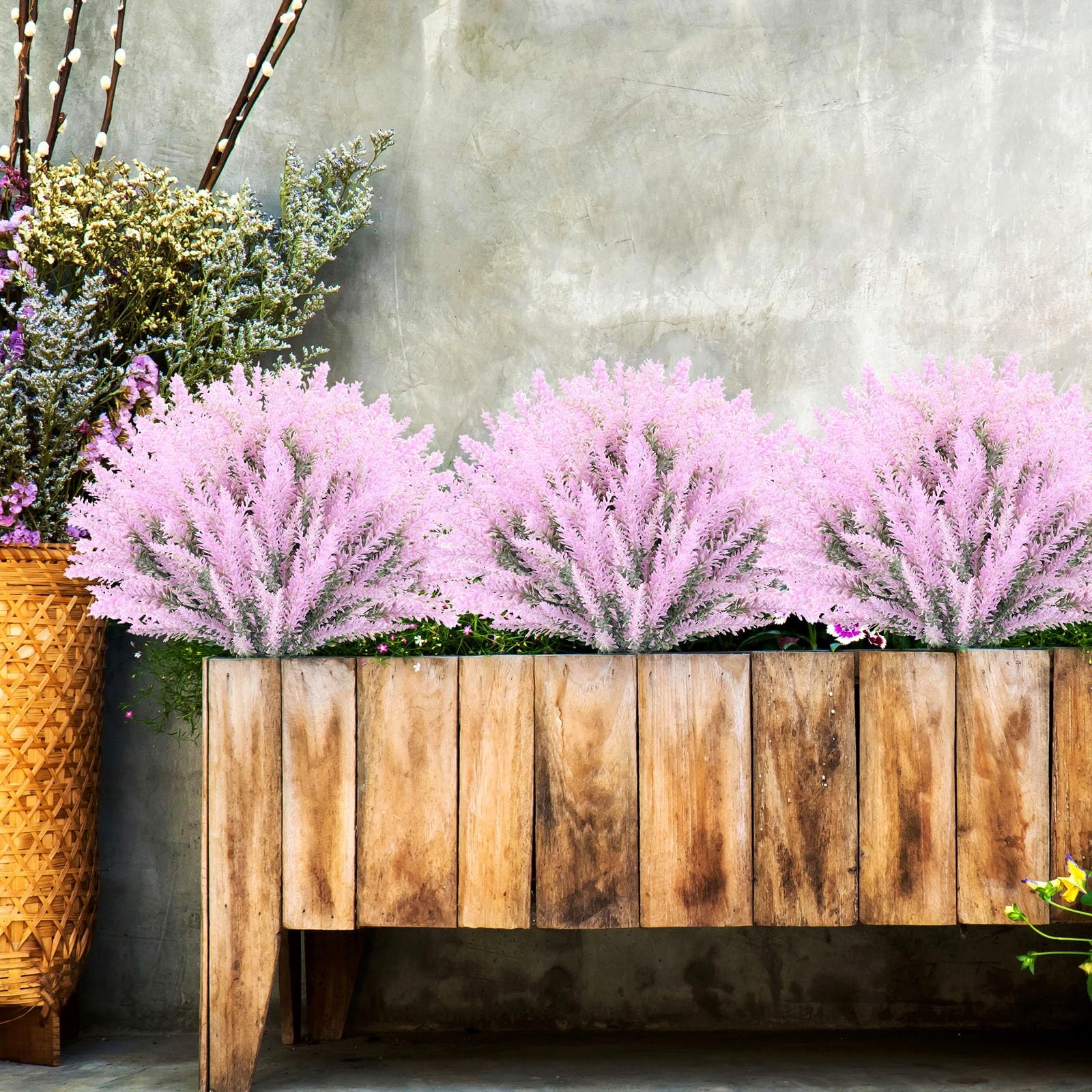 2 Pack Artificial Lavender Topiary Ball Trees with Spike UV Resistant Faux Sh…