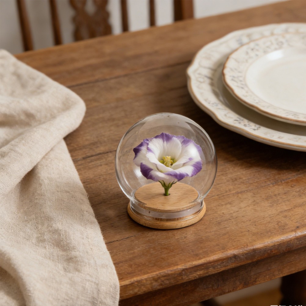 2Pcs Transparent Glass Dome Cloche Display for DIY Flowers and Figurines